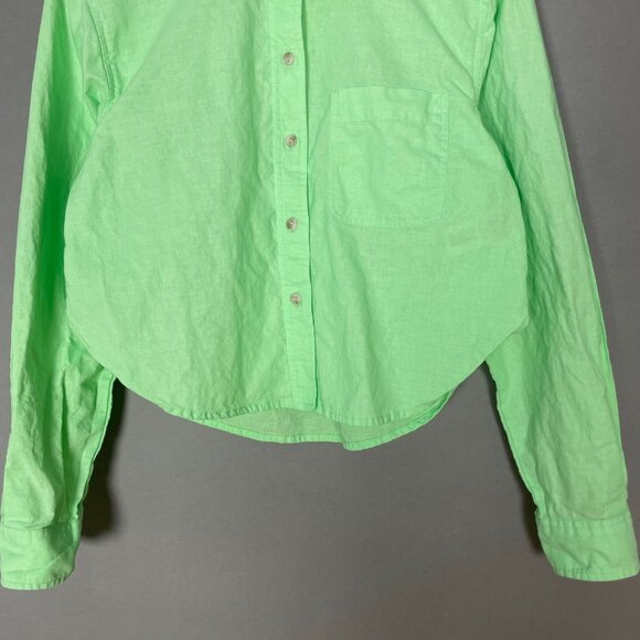Universal Thread Crop Top Light Neon Green Cotton Linen Size XS Long Sleeves - Picture 7 of 9